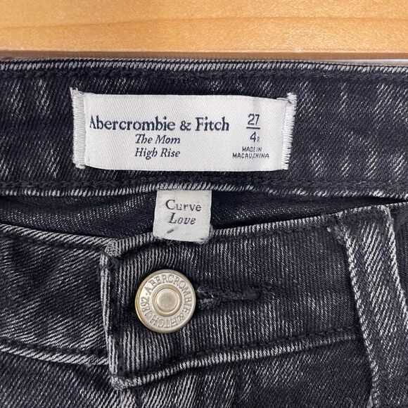 Abercrombie & Fitch Black The Mom High Rise Ripped Knees Jeans - Picture 7 of 8